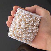 1m Imitation ABS Irregular Pearl Beaded Chain With Stainless Steel Jump Rings, Suitable For Bulk Production, Can Be Used For DIY Handicrafts - Asymmetrical Pearl Stainless Steel Chain - View 4