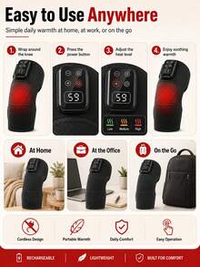 1pc/2pcs New USB Wireless Heating Knee Heating Therapy Device, Knee Joint Self-Heating Therapy Massager, Electric Heating Knee Massager, Shoulder And Elbow Massager, LCD Temperature Control Hot Compress Knee Massager - Multicolor - View 4
