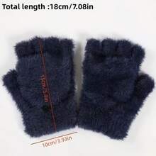 Găng tay unisex ấm áp kiểu lật - chống lạnh mùa đông, thiết kế mềm không co giãn, có thể giặt, dùng cho hoạt động ngoài trời, đi làm và hằng ngày - A - Xem 4