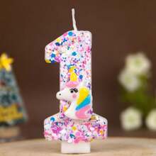 Hasbro شمعة عيد ميلاد يونيكورن برقم مخصص، لوازم حفلات DIY يدوية الصنع، شموع أرقام من 0-9 - أرقام متعددة الألوان - مشاهدة 1