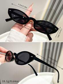 1 Pair Fashionable Y2K Black Glasses, Suitable For Beach And Travel, Retro Square Cat Eye Frame, Suitable For Outfits And Back To School Season - Black - View 2