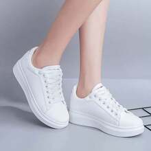 Women's New Ins Student Korean Style Versatile PU Flat Casual Sneakers - White - View 4