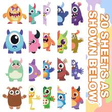 FTVLTAT 20pcs Cute Cartoon Monster Temporary Tattoo Stickers - Designed For Adults, Creative Monster Body Art Stickers, Waterproof Fake Tattoos, Suitable For Arms, Face And Hands; Perfect Gift For Music Festivals And Theme Parties, Essential Item For Summer Beach Vacations - Multicolor - View 10