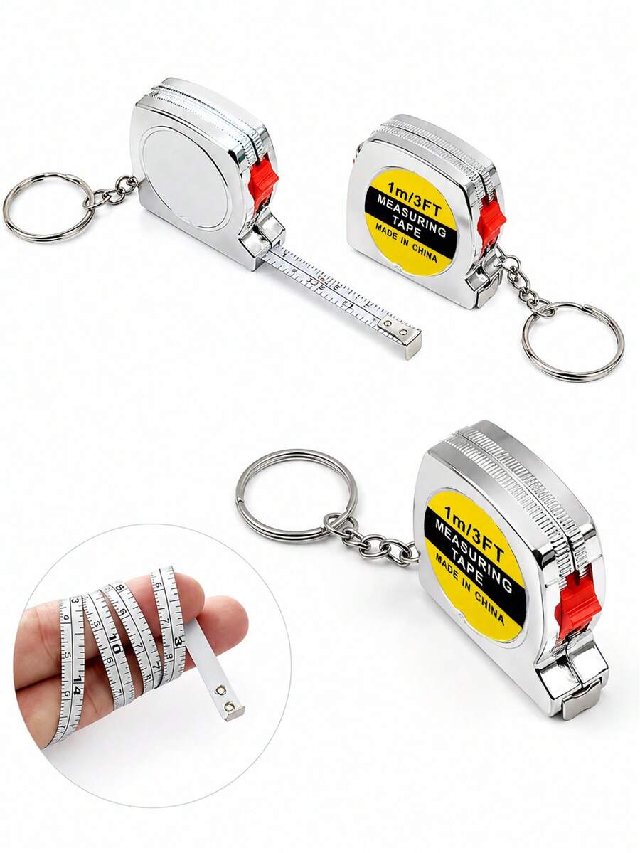 7pcs Portable Steel Tape Measure Keychain, Mini Ruler Key Ring, DIY Tool 1m Measuring Tape Keychain, Men's Car Key Chain Accessories Packaging Decoration, Gift - Multicolor - View 1