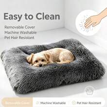 Long Fur Soft Cotton Plush Dog Bed, Warm For Winter, Removable And Washable, Cat Bed, Suitable For Small And Large Dogs, All-Season Pet Bed - Dark Grey - View 5