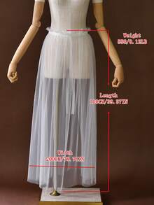1PC Detachable Black Tulle Overlay Skirt, Ruffle Waist Satin Bow Tie‑On Halloween Cosplay Apron - Black - View 8