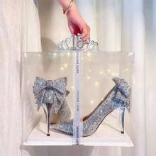 1pc Transparent Gift Box, PET Material High-Style Gift Packaging Box With Lid, Suitable For Birthday, Wedding And Holiday Party Transparent Gift Box - White - View 5