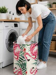 سلة غسيل متعددة الوظائف كبيرة/سلة ملابس متسخة، أكياس سلال الغسيل، سلة ملابس دائرية قابلة للطي بنمط مطبوع، حقيبة غسيل محمولة، للحمام/غرفة النوم، السكن الجامعي، هدية منزلية - متعدد الألوان - مشاهدة 2