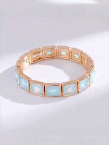1pc Square Rhinestone Bracelet, High-End Dopamine Colorful Gemstone Bohemian Style Bracelet, Delicate Design Suitable For Daily Wear And Gifting - Multicolor - View 17
