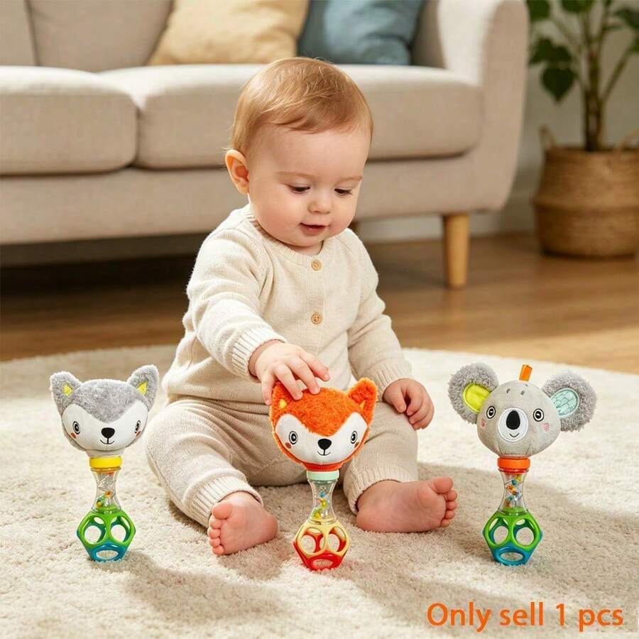 1 buah Mainan Bayi Kerincingan Hewan Hutan Lembut, Kerincingan Genggam Rubah/Koala, Mainan Genggam Sensorik Bayi, Mainan Pelatihan Pendengaran Interaktif Orang Tua-Anak, Hadiah Natal untuk Ibu Baru (Baby Shower) - MultiWarna - View 1