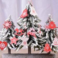 6pcs/12pcs Wooden Christmas Decorative Hanging Ornaments, Christmas Tree Decorations, Reindeer Small Pendant, Snowflake Hanging Decor, Christmas Atmosphere Decoration Accessories, Suitable For Home, Office, School Use, Christmas Gift - Multicolor - View 6