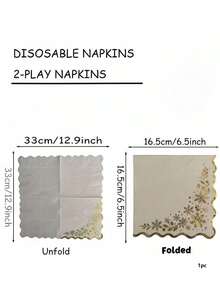 20pcs Gold Foil Snowflake Wavy Edge Paper Napkins, Red & White Snowflake Pattern Disposable Cocktail Napkins, Double Layer Soft, No Fluorescent Agents, Highly Absorbent, Lint-Free & Tear-Resistant, Embossed + Colorful Pattern Holiday Party Table Decor Napkins, Suitable For Platinum Luxury Style Christmas Party, Winter New Year Gathering, Minimalist Silent Night Banquet, High-End Platinum Paper Table Setting, Restaurant, Food Truck, Cafe - A - View 11