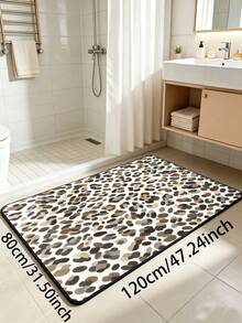 1pc Beige Base Gray-Brown Leopard Print Rectangular Rug, Luxury Nordic Style Short Pile Black Edged Doormat, Suitable For Living Room, Sofa, Coffee Table, Bedroom, Study, Daily Home Decor For All Seasons - Multicolor - View 16