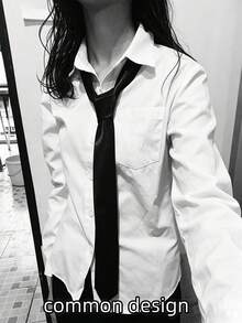 1件裝女款黑色修身聚酯纖維手繫領帶，適用於日常裝飾、襯衫、禮物、制服襯衫、西裝、休閒領帶、商務西裝及各種節日，專為女性修身領帶配件設計 - 黑色 - 查看 5