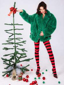 1pc Autumn/Winter Christmas & Halloween Striped Colorful Party Makeup Dance Decor Prop Fashion Tight Leggings Cosplay Tights - Multicolor - View 6