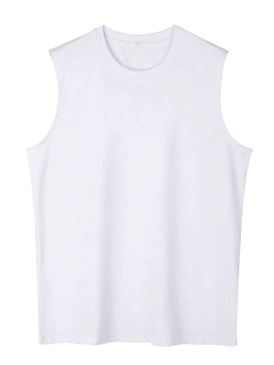 Men's Slogan & Heart Print Casual Sleeveless Tank Top - White - View 1