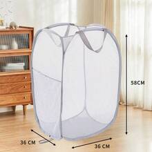 Collapsible Pop-Up Laundry Basket With Sturdy Handle And Side Pockets, Breathable Mesh Design, Portable Foldable Dirty Clothes Storage Bin, Ideal For School, Dorm, Laundry Room, Bathroom And Home Use - Multicolor - View 14