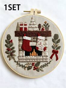 1 Set Christmas Handmade Embroidery Kit, Suitable For Beginners, DIY Handmade Material Pack, Colorful Fabric, Seasonal Artwork, Suitable For Holiday Gifts, Home Decor, Office Handmade Art, Gifts For Friends Or Family - Multicolor - View 12