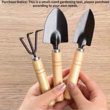 1 Set Home Gardening Tool Kit, Wooden Handle Small Iron Shovel & Rake 3pcs Set, Colorful Watering Can, Balcony Succulent Potted Plant Soil Loosening & Transplanting Watering Tools, Halloween Christmas Gift - Multiple Styles - View 3