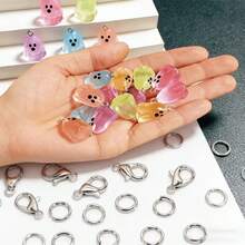 Mixed Color 3D Glowing Pendant Jewelry Set, Includes Glowing Pendant, Lobster Clasp, Connecting Ring, Suitable For DIY Car Hanging Decor, Halloween - Ghost - View 3