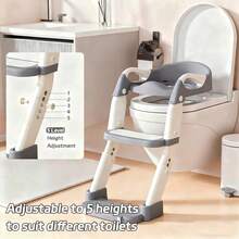 UBRAVOO 2-In-1 Toddler Potty Training Seat With Step Stool Ladder, Foldable Potty Chair With Soft Cushion & High Backrest, Adjustable Toilet Trainer - Grey - View 7