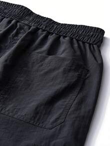 Men's Spring/Autumn New Elastic Waist Drawstring Fashion Casual Multi-Pocket Cargo Pants - Black - View 5