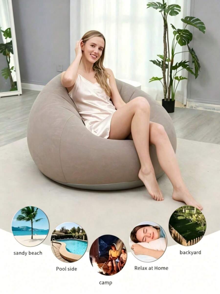 1pc Outdoor Garden Bean Bag Chair, Inflatable Lounge Sofa, Comfortable Leisure Seating, Suitable For Patio, Backyard, Lawn, Camping And Poolside Use