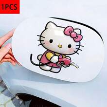 SANRIO 1pc 2D Flat Rhinestone Hello Kitty Fuel Tank Cap Sticker, Hello Kitty Holding Gas Pump, Car Decoration Sticker, Waterproof & Sun-Resistant, Sweet Style, Car Modification Sticker, Suitable For All Types Of Car Fuel Tank Caps, Great Gift For Family And Friends - A - View 4