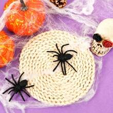6pcs Fake Giant Spider, Realistic Black Tarantula, Prank Gag Spider Model, Halloween Party Decoration, Joke Prop Ornament - A - View 4