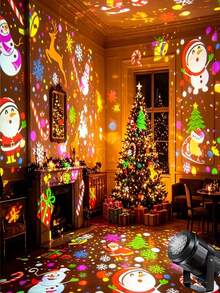 1pc Christmas Projection Light, USB Powered Christmas Projector, Landscape Decorative Light, LED Light, Decorative Atmosphere Light, Christmas Light, Holiday Decoration, Christmas Decoration, Suitable For: Party, Christmas, Gathering, Bedroom, Living Room, Outdoor - Multi-color light - View 2