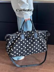 New Fashion Travel Bag Solid Color Minimalist Popular Design Polka Dot Matte Elegant Suitable For Short Trips Fitness With Independent Shoe Compartment Large Capacity Versatile Exquisite Bag - Black - View 4