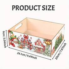 Rustic Farmhouse Style Christmas Storage Box, Made Of Durable Wood With Santa Claus Design, Perfect For Holiday Home Decor As A Gift Box And For Storing Seasonal Decorations - Multicolor - View 6