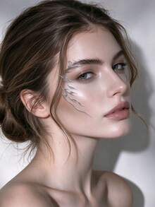 1pc Futuristic Metallic Silver Textured Face Decoration Sticker, Flame Wave Flowing Line Decal, Artistic Cold Style Facial Embellishment, Self-Adhesive Glue-Free Music Festival Stage Photography Cool Makeup Decor - Multicolor - View 4