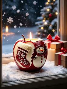 1pc Christmas 3D Aromatherapy Candle Silicone Mold, Santa Claus Cupcake Gift Box Angel Reindeer Apple Snowman Shape, DIY Aromatherapy Plaster Holiday Decor Silicone Mold Easy Release - Transparent - View 6