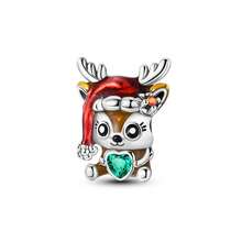 1 Pieces Original Design Silvery Color Christmas Charms Beads Colorful Christmas Tree Snowman Cubic Zirconia Inlay Fits Original Bracelet DIY Making - Multicolor - View 22