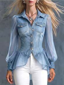 Women Tops - Light Blue - View 1