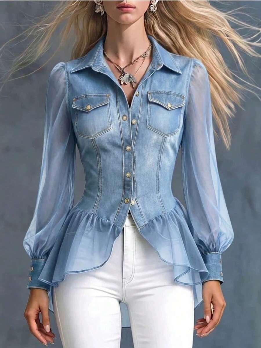 Women Tops - Light Blue - View 1