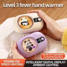 Penghangat Tangan Elektrik Portabel Panda, Isi Ulang, Pemanas 3 Tingkat Suhu Konstan 40-55°C, Tampilan Baterai Digital 1200mAh, Pengisian Daya Type-C, Hadiah Perjalanan Musim Dingin Lucu, Bantalan Pemanas Elektrik - A - View 2