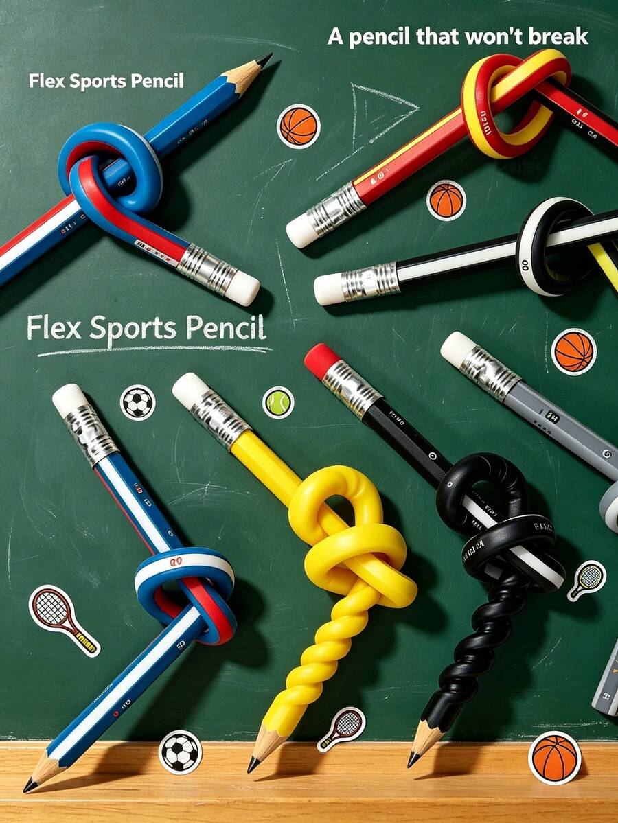 1/3/5/10pcs Foldable Rubber Pencil With High-Quality Grip Design, Compact And Practical, Suitable For Learning, Office And Sketching, Plastic Writing Pencil, Random Color And Style - Multicolor - View 1