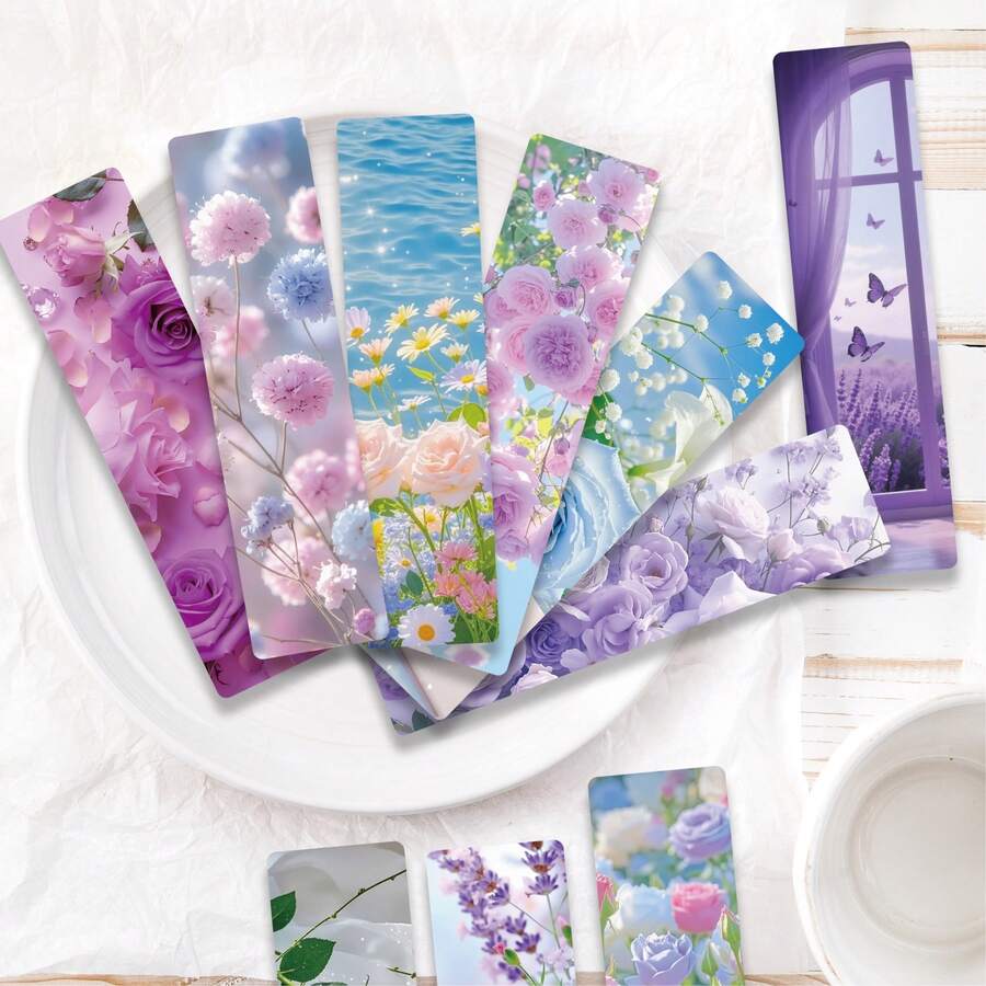 24PCS/1 Set Cute Romantic Exquisite Bookmarks, Durable Paper Reading Aid & Decoration, Daily Office Supplies, Party, Birthday Gift, Diary, Creative Desk Decor, Back To School Gift, Office & Study Supplies, Labels & Index, Bookmarks, Paper Bookmarks, Single-Sided Design, Marked Back, Teacher Gift, Page Clips - Bookmark - View 1