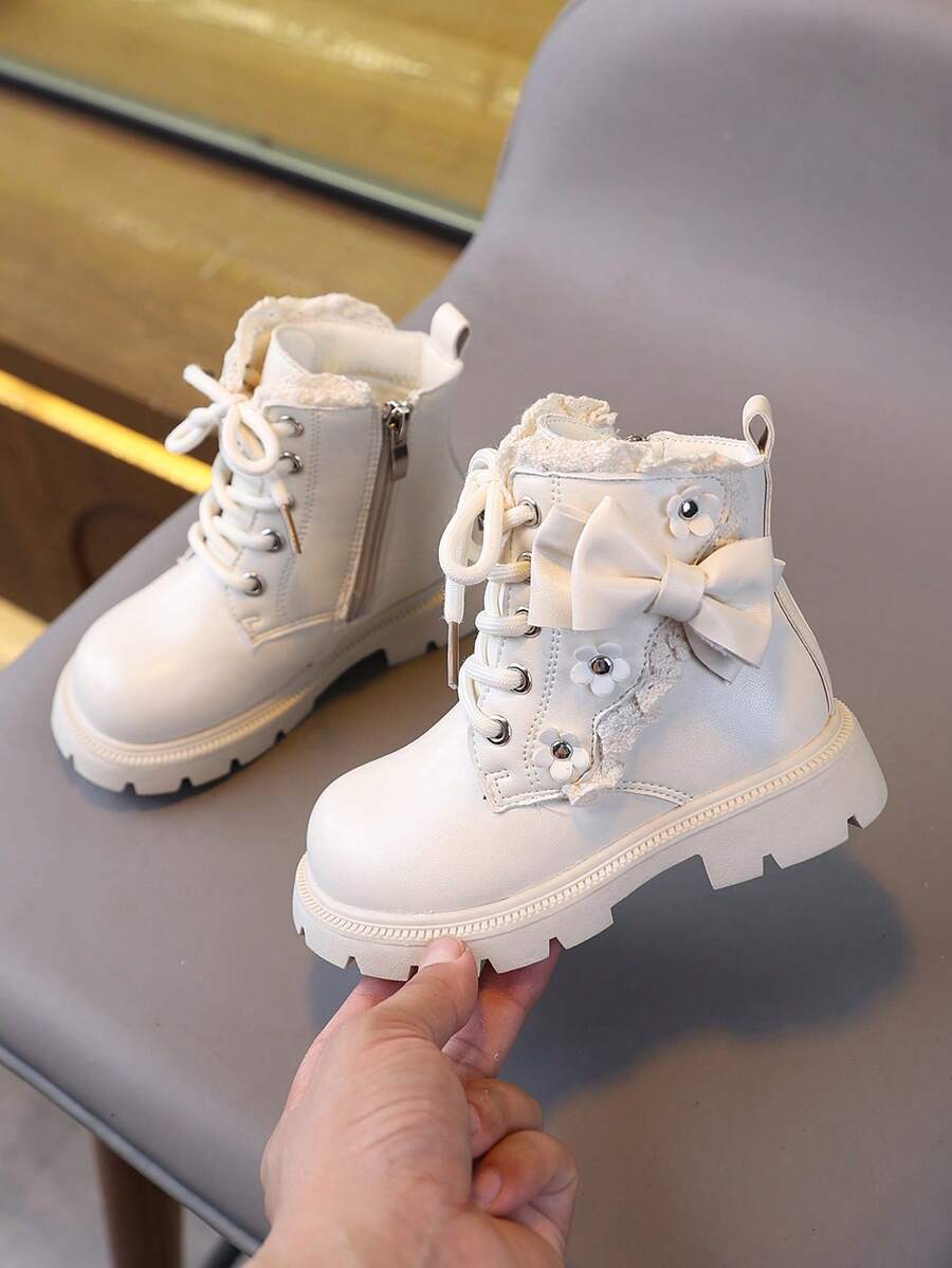 Children's Boots New Style Single Lining Bow Knot Non-Slip Casual Boots - Beige - View 1