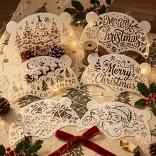 Christmas Holiday Magic! 6pcs DIY Christmas Painting Stencil Set - Create Christmas Party Decorations, Cards And Crafts In Minutes! Suitable For Gift Box Decoration, Canvas, Fabric, Greeting Cards And Home Decor. Reusable Plastic Craft Stencils - Sets - View 12