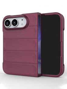 Luxury Solid Color Case Compatible With IPhone 18 Fold Ultra Minimalist Stylish Shockproof Protective Cover Shell With Top Front Panel Bottom Back Case - Plum - View 1
