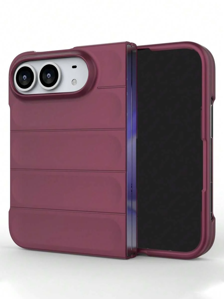 Luxury Solid Color Case Compatible With IPhone 18 Fold Ultra Minimalist Stylish Shockproof Protective Cover Shell With Top Front Panel Bottom Back Case - Plum - View 1