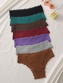 7pcs/Set Comfortable Striped Cotton Bikini Panties, Sexy Lingerie - Multicolor - View 7