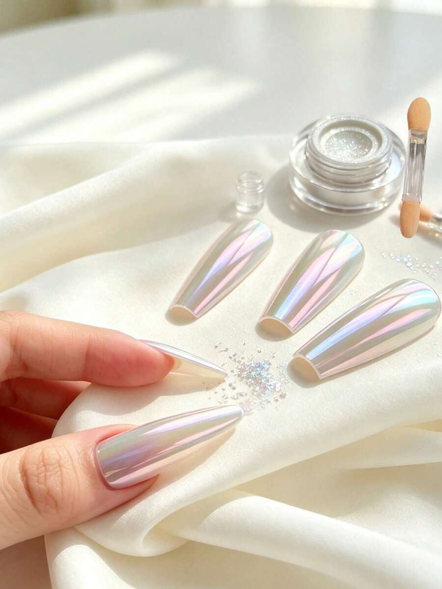 Aurora Nail Powder, Mermaid Color-Changing Mirror Effect, Shiny Nail Art Decoration, Suitable For Professionals And DIY Salon Use, With Application Tool - Multicolor - View 1