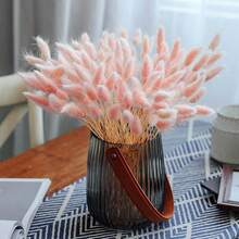Natural Pink Bunny Tail And Pampas Grass, 120 Dried Flowers For Room And Table Decoration - 120 Pcs - View 4