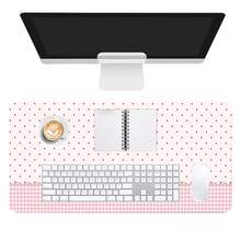 Cute Pink Check & Polka Dots Pattern PU Leather Large Desk Mouse Pad, Waterproof Anti‑Dirt Non‑Slip Keyboard Desk Mat, Smooth Desktop Protector Decor For Home Office Work Study Gaming, Aesthetic Lace Design Large Size Desk Pad For Daily Desktop Use - View 5