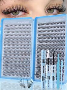 CMAYOME 540/608/640pcs Natural False Eyelashes,Large Capacity Single Cluster Eyelash Clusters,Different Densities Of Large Capacity Eyelashes,Suitable For Beginners'DIY Home Eyelash Extension Kit,Eyelashes Suitable For Halloween,Christmas And Other Occasions - Multicolor - View 17