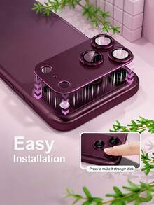 Fashion Armored Phone Rear Camera Lens Protection Film, Compatible With Apple 18 Pro Max/18 Pro, Tempered Glass Camera Lens Protector - Scratch Resistant, Fingerprint Resistant, Full Coverage, Easy Installation Applicable To Daily Shield, Office, Home Daily Shield Office Home Phone Camera Cover Waterproof Shockproof Anti-Fall - Burgundy - View 7